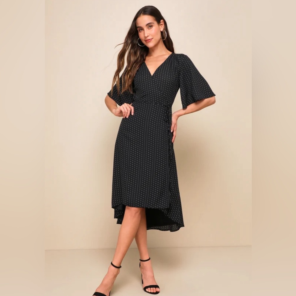 Lulus polka dot wrap dress
